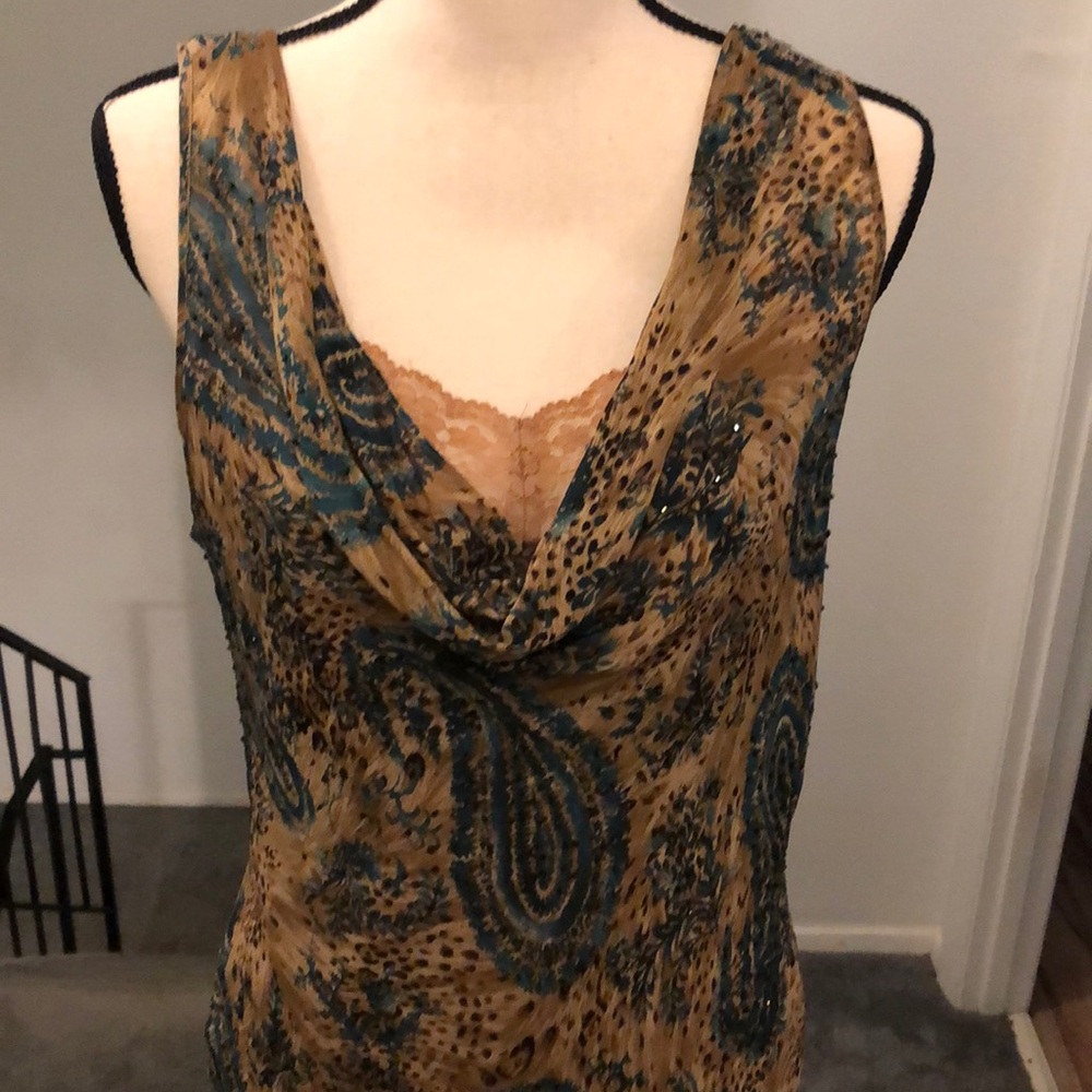 Valerie Stevens Brown and Teal Paisley Maxi Dress - Picture 2 of 7